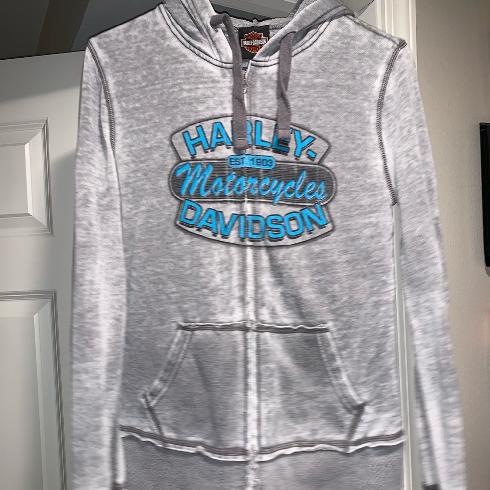 Distressed Harley Davidson Zip-Up